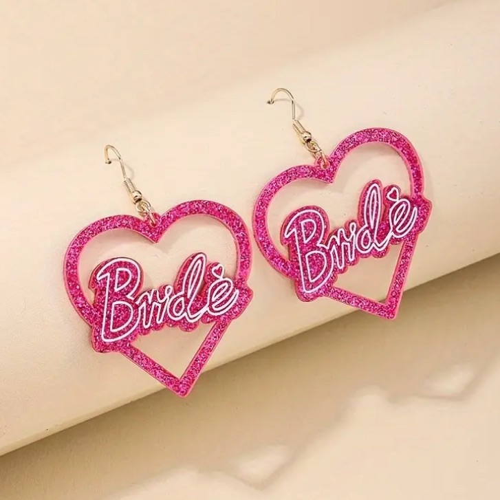 Newpink Bride Glitter Acrylic Hanging Earring Bride To Be Bachelorette